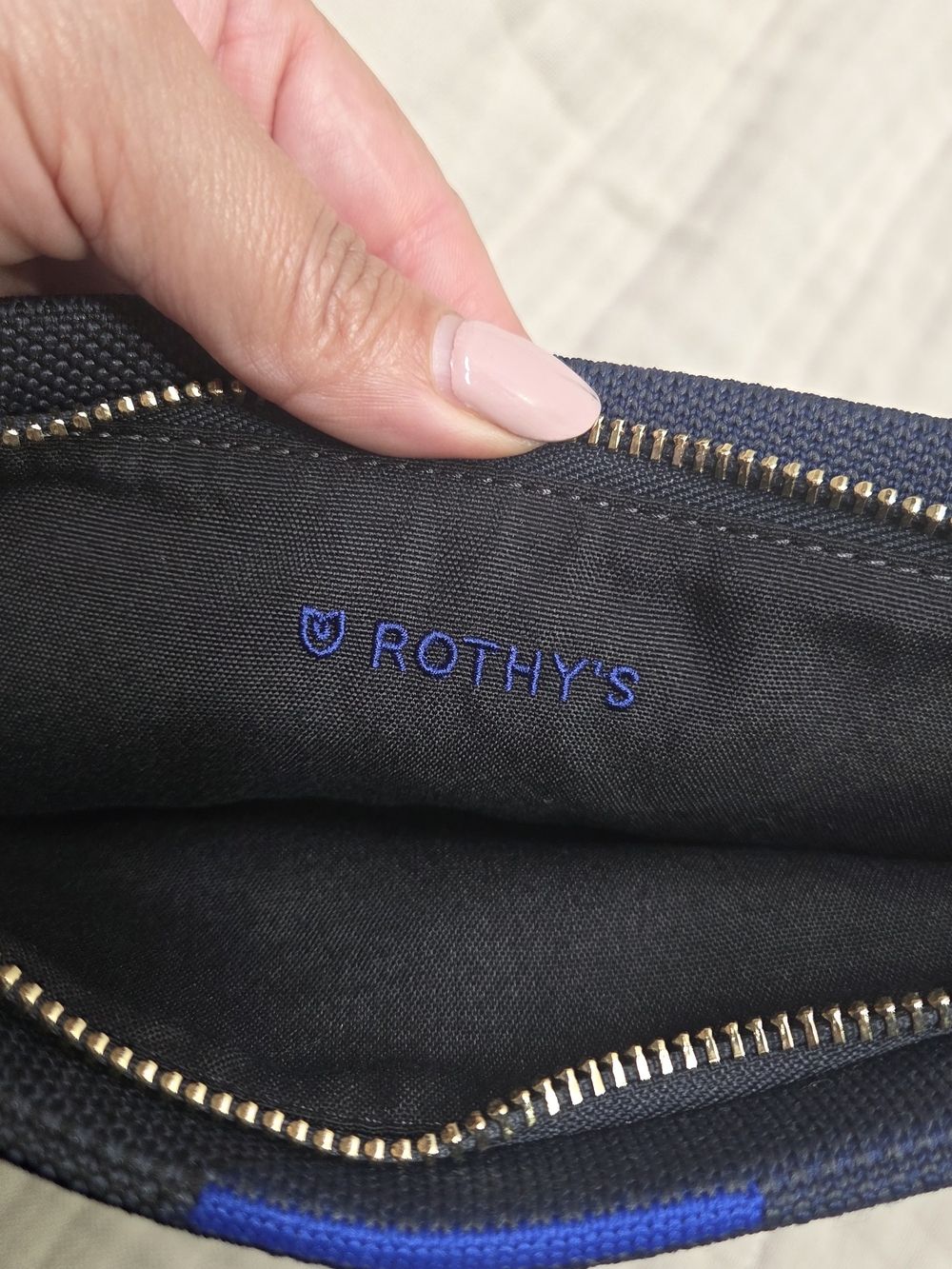 NWOT Rothy's Blue Colorblock Knit Large Envelope Clutch Zipper Pouch 11.5"x7.5"